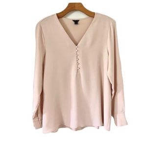 Ann Taylor Long Sleeve Pink Blouse